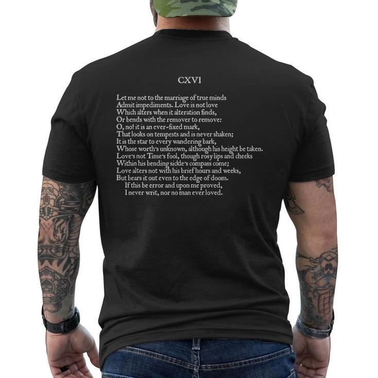 Shakespearian Sonnet-116 Poet Lover Men's Back Print T-shirt