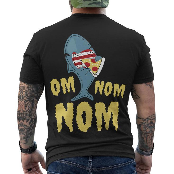 Shark Eating Pizza Om Nom Nom Men's Crewneck Short Sleeve Back Print T-shirt