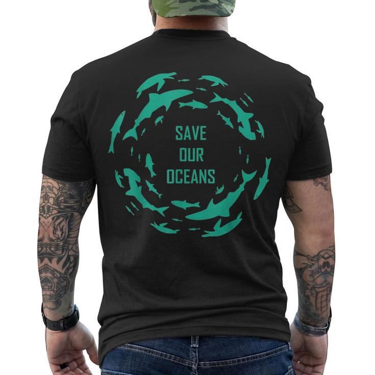 Shark Save Our Oceans Sharks Scuba Diver Men's T-shirt Back Print