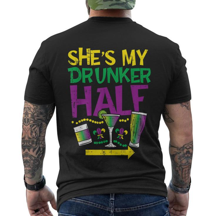 Shes My Drunker Half Matching Couple Boyfriend Mardi Gras Men's T-shirt Back Print