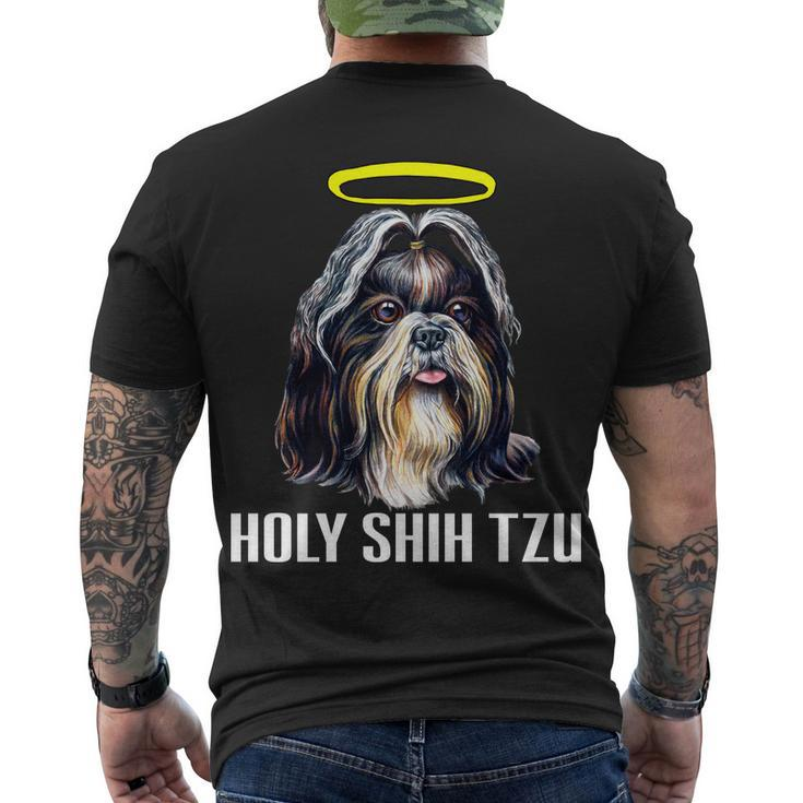 Shitzu Dog Holy Shih Tzu Men's Crewneck Short Sleeve Back Print T-shirt