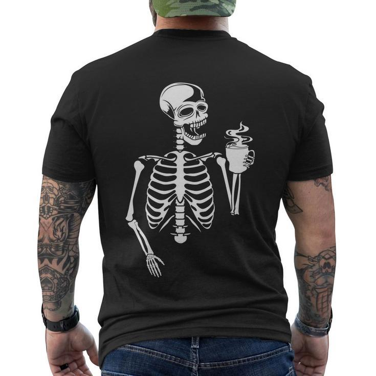 Skeleton Coffee Halloween Quote Men's Crewneck Short Sleeve Back Print T-shirt