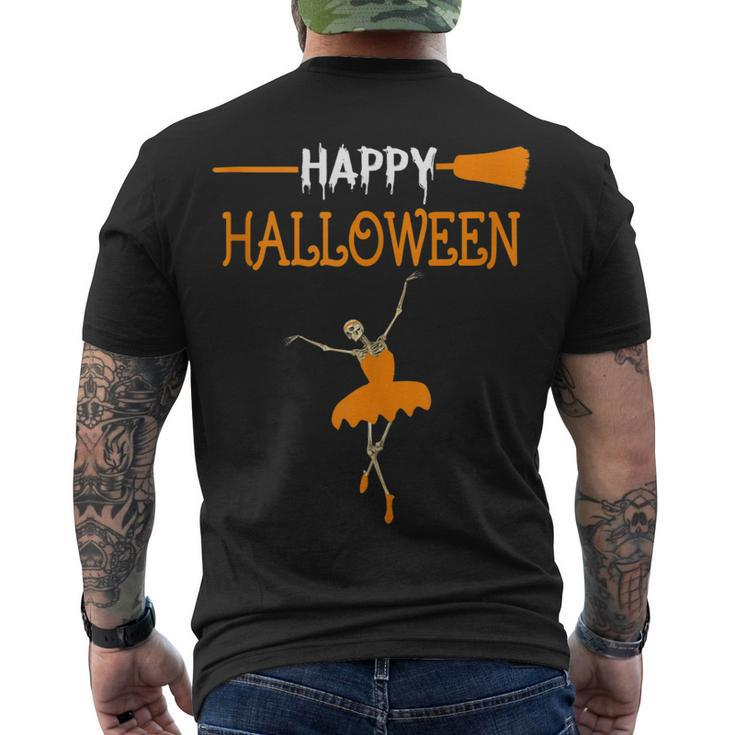 Skeleton Dancing Ballet To Happy Halloween Cute Men's T-shirt Back Print