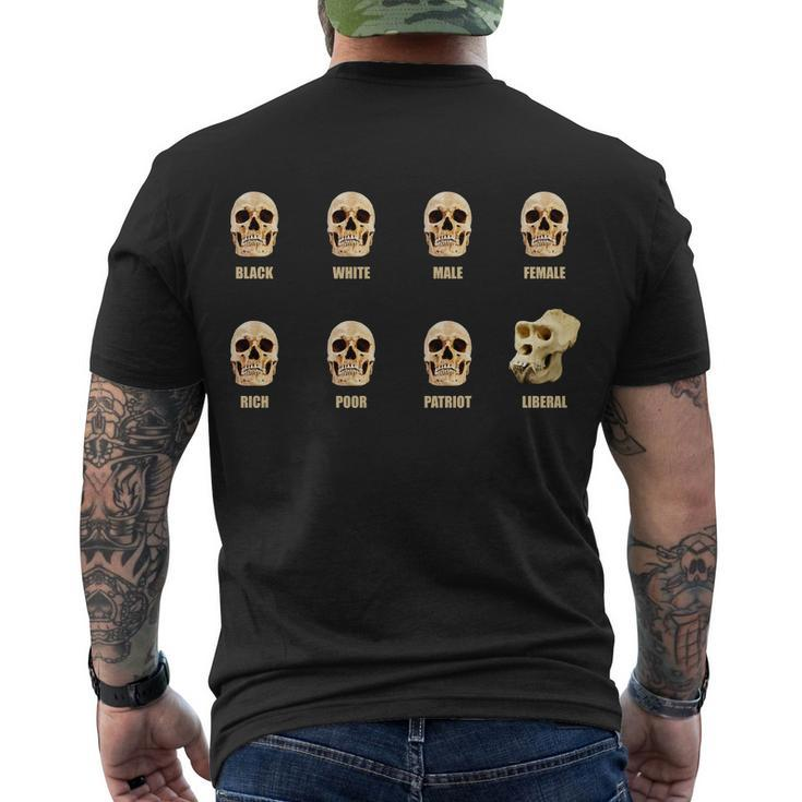 Skulls Of Modern America Funny Liberal Monkey Skull Men's Crewneck Short Sleeve Back Print T-shirt
