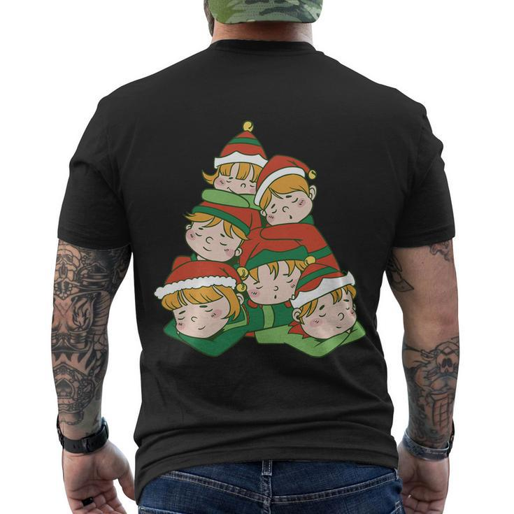 Sleepy Elves Cute Christmas Holiday Men's Crewneck Short Sleeve Back Print T-shirt