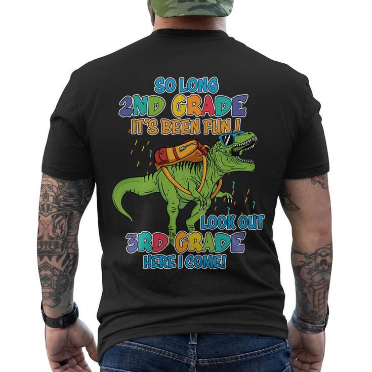 So Long 2Nd Grade Its Been Fun T_Rex Back To School Men's Crewneck Short Sleeve Back Print T-shirt