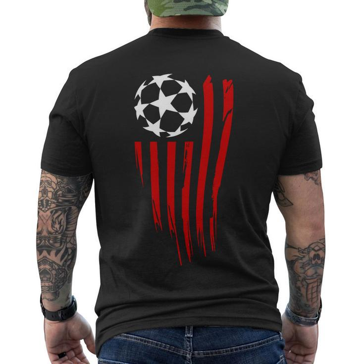 Soccer Ball American Flag Men's Crewneck Short Sleeve Back Print T-shirt