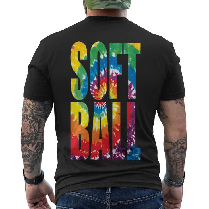 Softball Retro Tie Dye Men's Crewneck Short Sleeve Back Print T-shirt