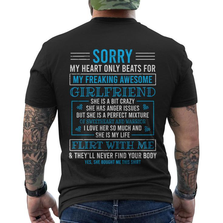 Sorry My Heart Only Beats For My Freaking Awesome Girlfriend Gift Men's Crewneck Short Sleeve Back Print T-shirt