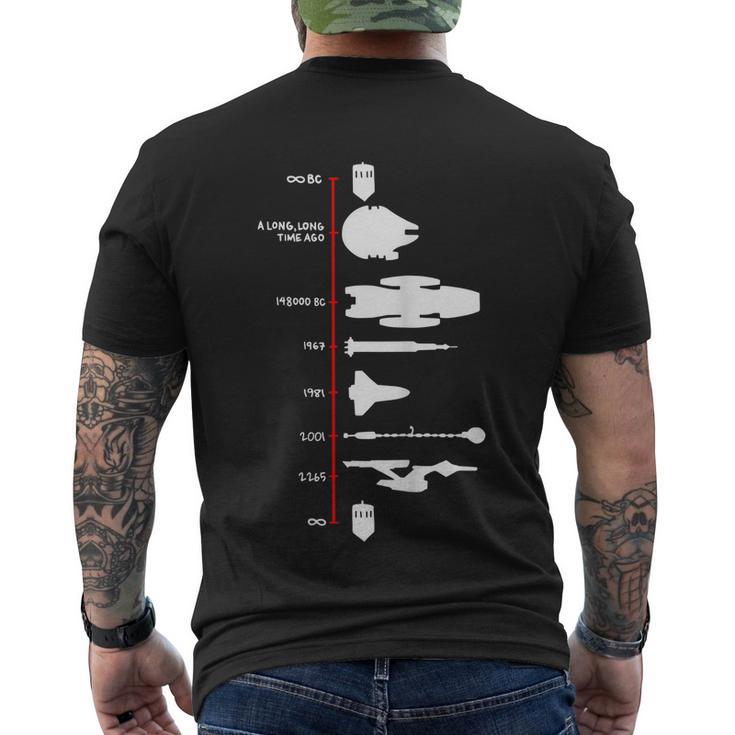 Spaceship Timeline Science Fiction Rocket Men's Crewneck Short Sleeve Back Print T-shirt