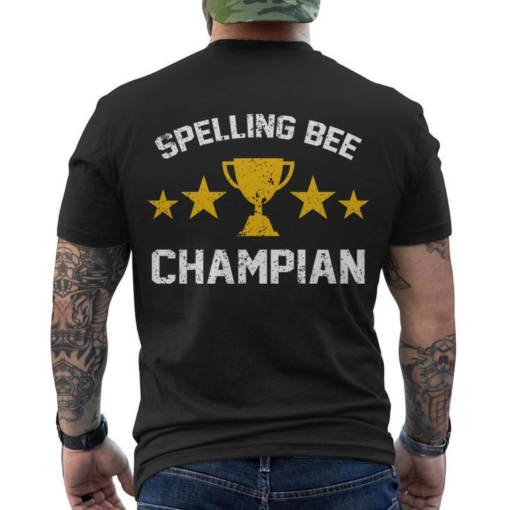 Spelling Bee Champian Funny Men's Crewneck Short Sleeve Back Print T-shirt