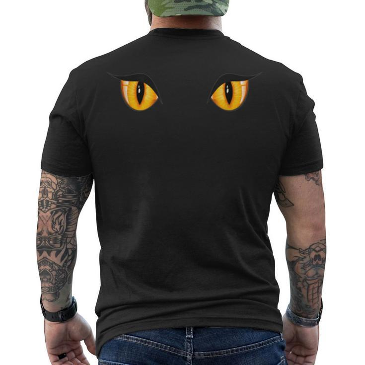 Spooky Creepy Ghost Black Cat Orange Eyes Halloween Men's T-shirt Back Print