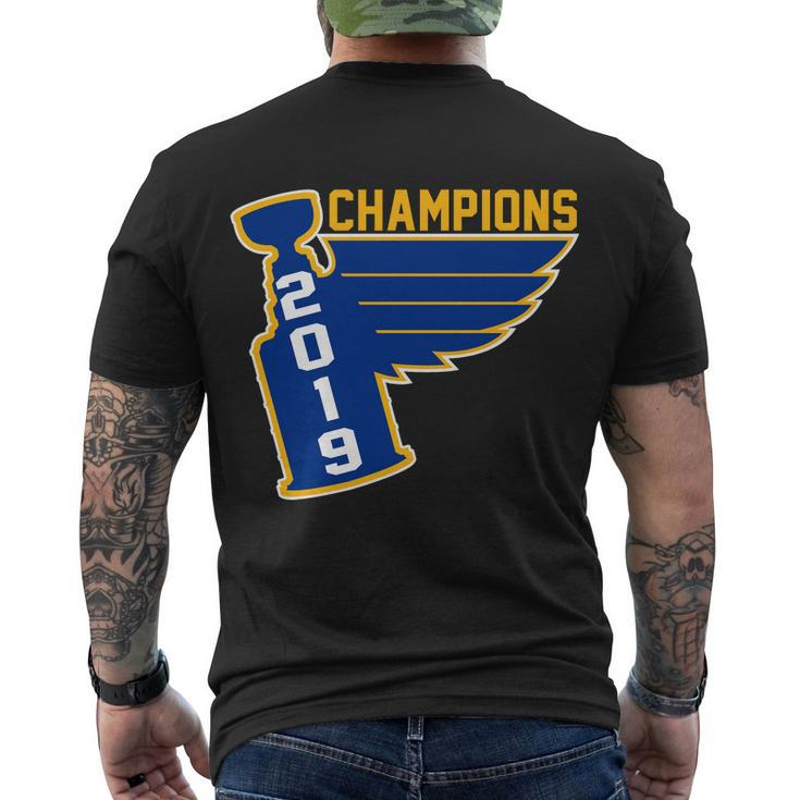 St Louis Hockey 2019 Champions Tshirt Men's Crewneck Short Sleeve Back Print T-shirt