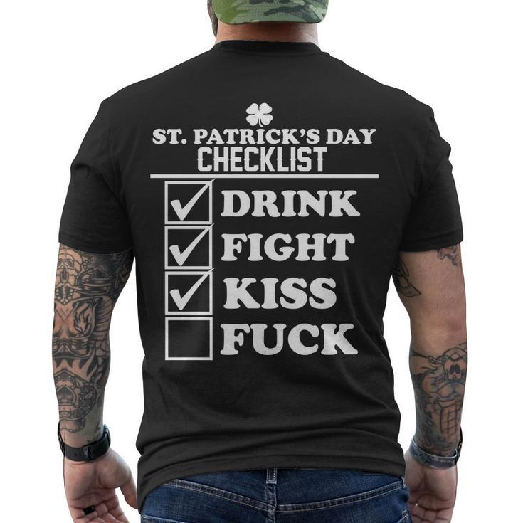 St Patricks Day Checklist Dirty Tshirt Men's Crewneck Short Sleeve Back Print T-shirt