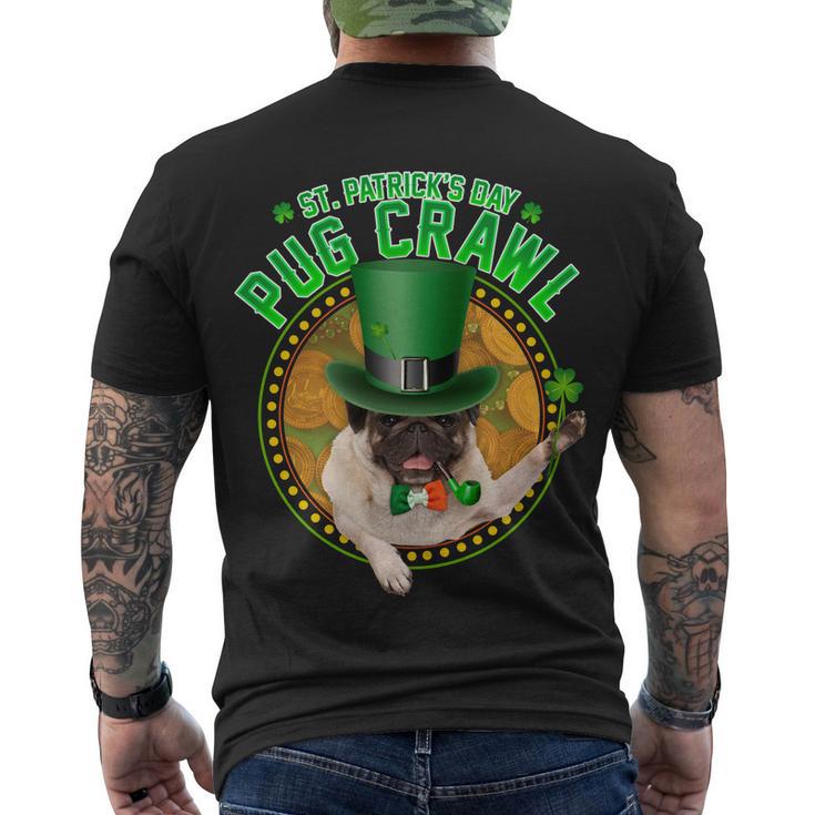 St Patricks Day Pug Crawl Funny Irish Pug Tshirt Men's Crewneck Short Sleeve Back Print T-shirt