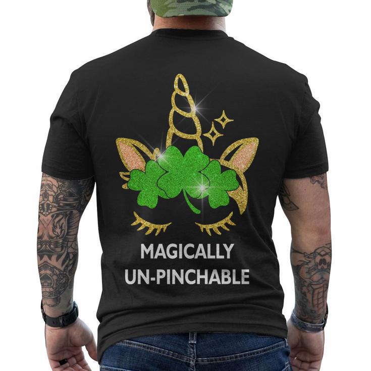 St Patricks Day Unicorn Magically Unpinchable Men's Crewneck Short Sleeve Back Print T-shirt