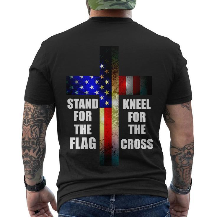 Stand For The Flag Kneel For The Cross Usa Flag Men's Crewneck Short Sleeve Back Print T-shirt