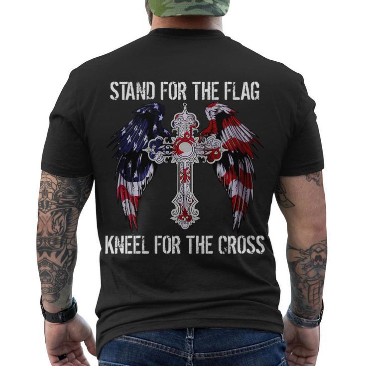 Stand For The Flag Kneel For The Cross Usa National Anthem Tshirt Men's Crewneck Short Sleeve Back Print T-shirt