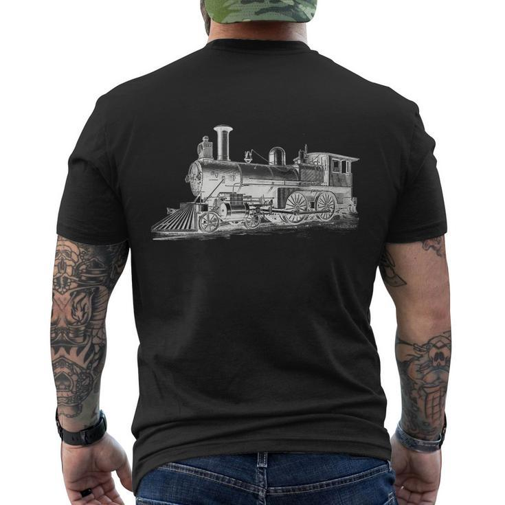 Steam Locomotive Train Engineer Railroad Mechanic Men's Crewneck Short Sleeve Back Print T-shirt