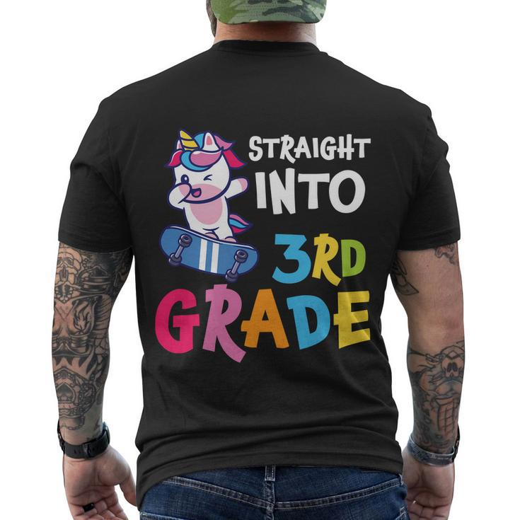 Straight Into 3Rd Grade Unicorn Back To School Men's Crewneck Short Sleeve Back Print T-shirt