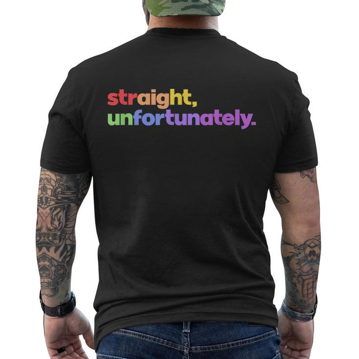 Straight Unfortunately Rainbow Pride Ally Shirt Lgbtq Gay Men's Crewneck Short Sleeve Back Print T-shirt