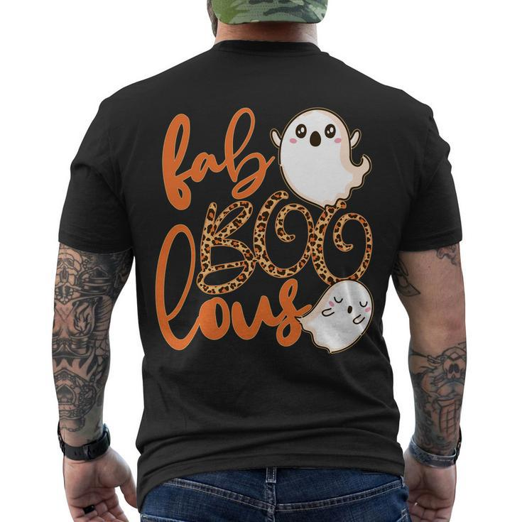 Stylish Leopard Halloween Fab-Boo-Lous Ghost Tshirt Men's Crewneck Short Sleeve Back Print T-shirt