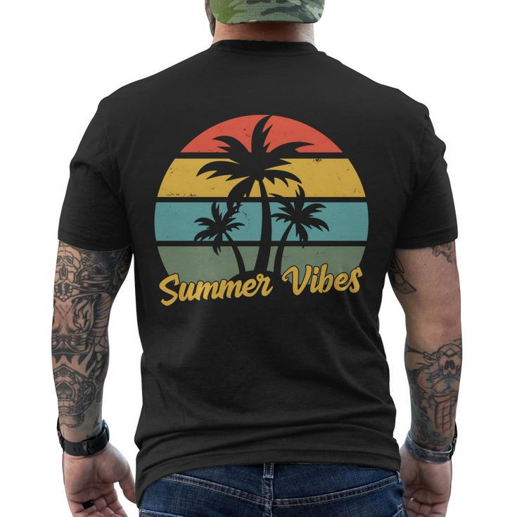 Summer Vibes Tropical Retro Sunset Men's Crewneck Short Sleeve Back Print T-shirt