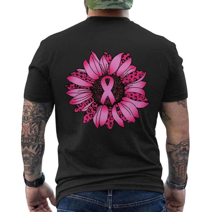 Sunflower Pink Ribbon Breast Cancer Awareness Tshirt Men's Crewneck Short Sleeve Back Print T-shirt