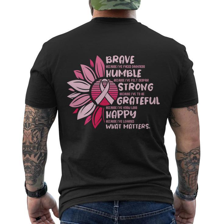 Sunflower Pink Ribbon Breast Caner Men's Crewneck Short Sleeve Back Print T-shirt