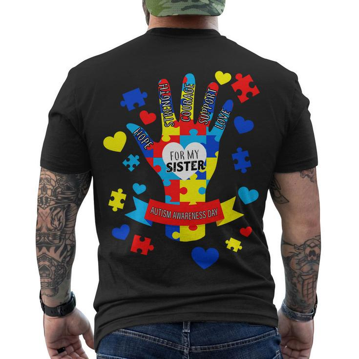 Support Autism Awareness Day For My Sister Men's Crewneck Short Sleeve Back Print T-shirt