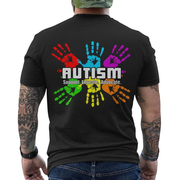 Support Educate Advocate Autism Handprint Tshirt Men's Crewneck Short Sleeve Back Print T-shirt