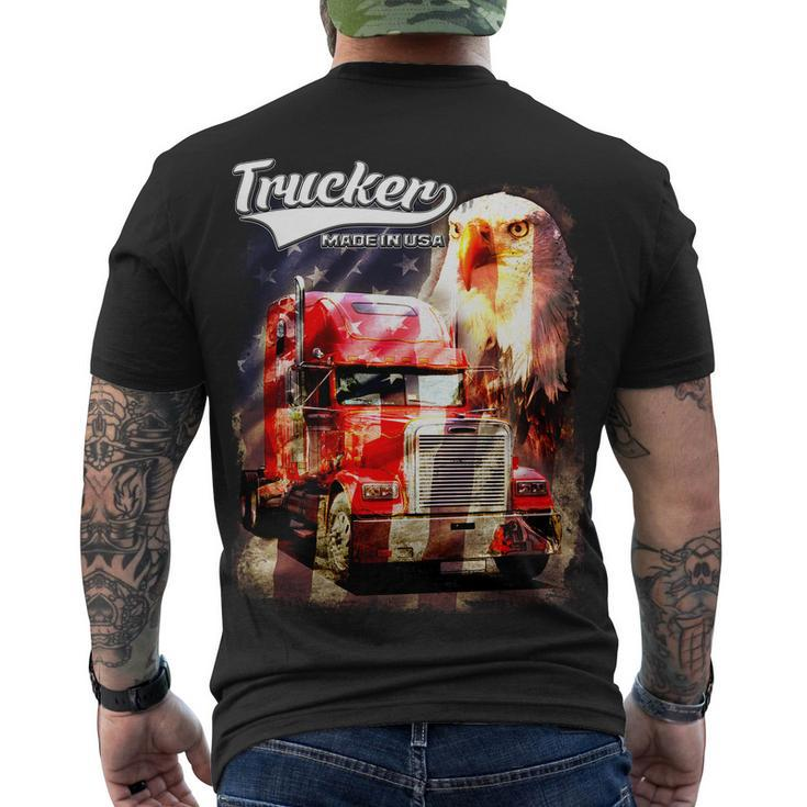 Support Trucker Made In Usa Eagle Flag Men's Crewneck Short Sleeve Back Print T-shirt