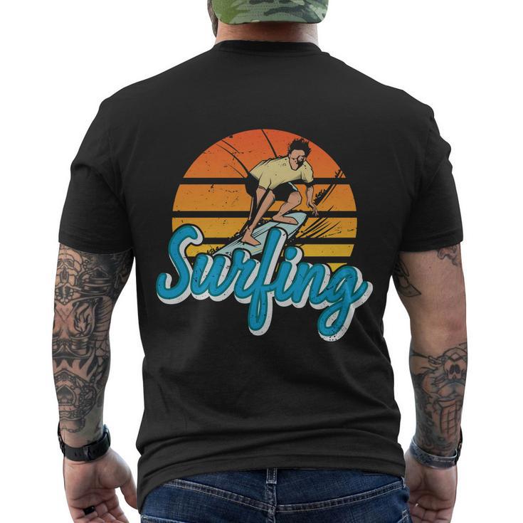 Surfing Vintage Summer Vacation Surf Men's Crewneck Short Sleeve Back Print T-shirt