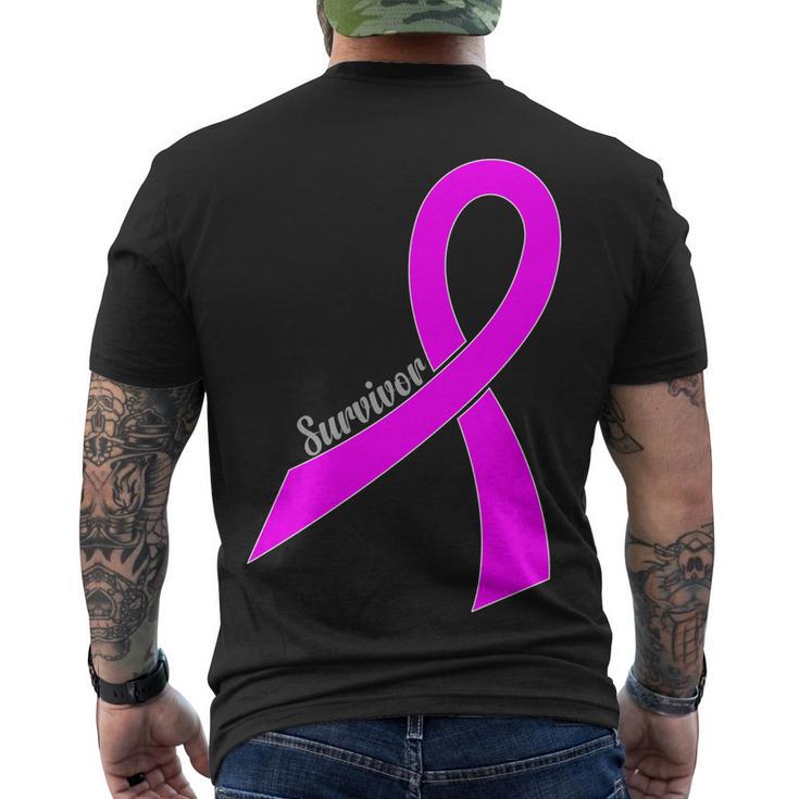 Survivor Breast Cancer Ribbon Tshirt Men's Crewneck Short Sleeve Back Print T-shirt