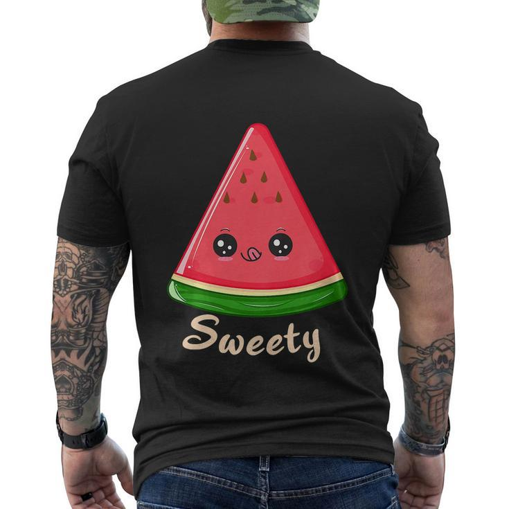 Sweety Watermelon Slice Melon Funny Summer Men's Crewneck Short Sleeve Back Print T-shirt