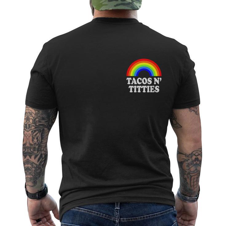 Tacos And Titties Funny Lgbt Gay Pride Lesbian Lgbtq Men's Crewneck Short Sleeve Back Print T-shirt