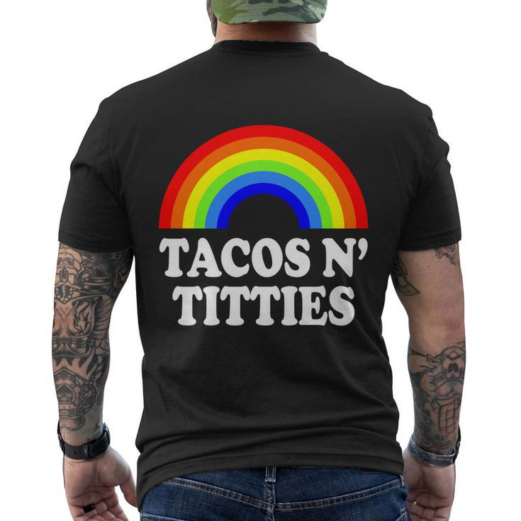 Tacos N Titties Funny Lgbt Gay Pride Lesbian Lgbtq Men's Crewneck Short Sleeve Back Print T-shirt