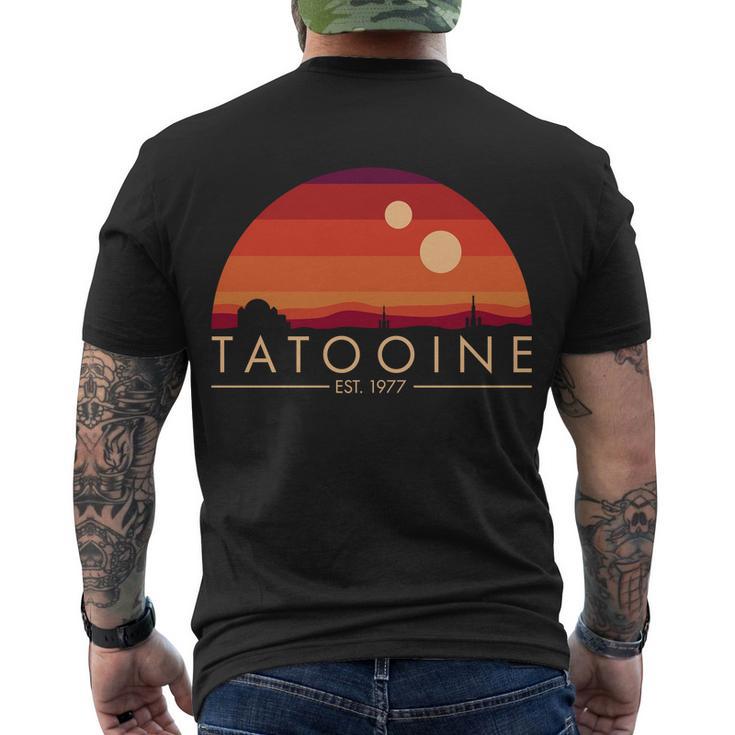 Tatooine Retro Sunset Logo Est 1977 Tshirt Men's Crewneck Short Sleeve Back Print T-shirt