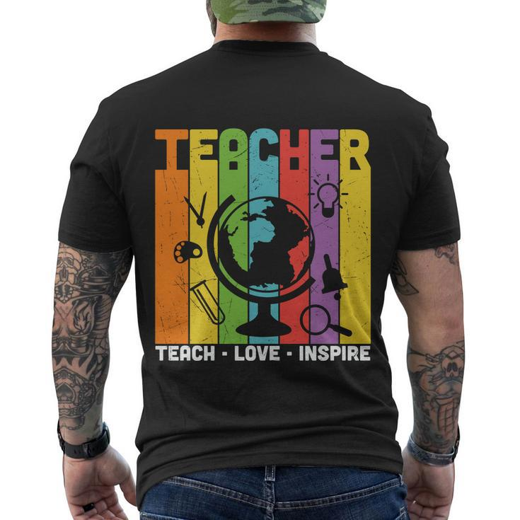 Teach Love Inspire Proud Teacher Graphic Plus Size Shirt For Teacher Female Male Men's Crewneck Short Sleeve Back Print T-shirt