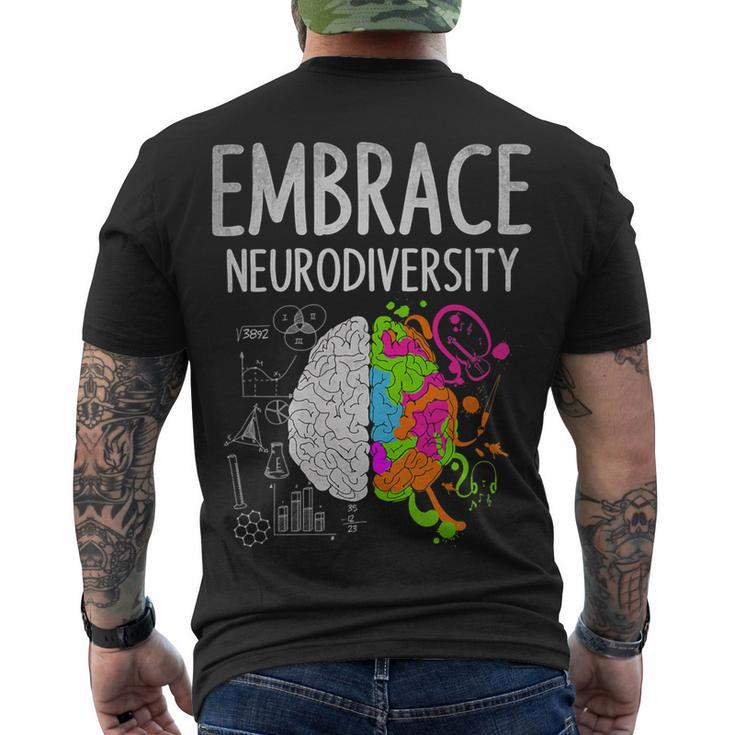 Teacher April Autism Awareness Embrace Neurodiversity Brain Men's T-shirt Back Print