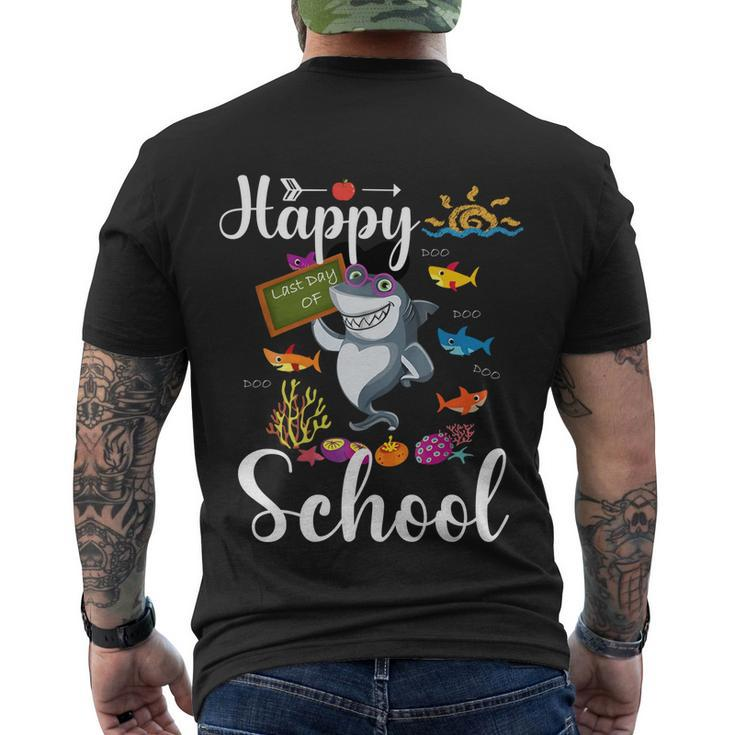 Teacher Shark Happy Last Day Of School Funny Gift Men's Crewneck Short Sleeve Back Print T-shirt