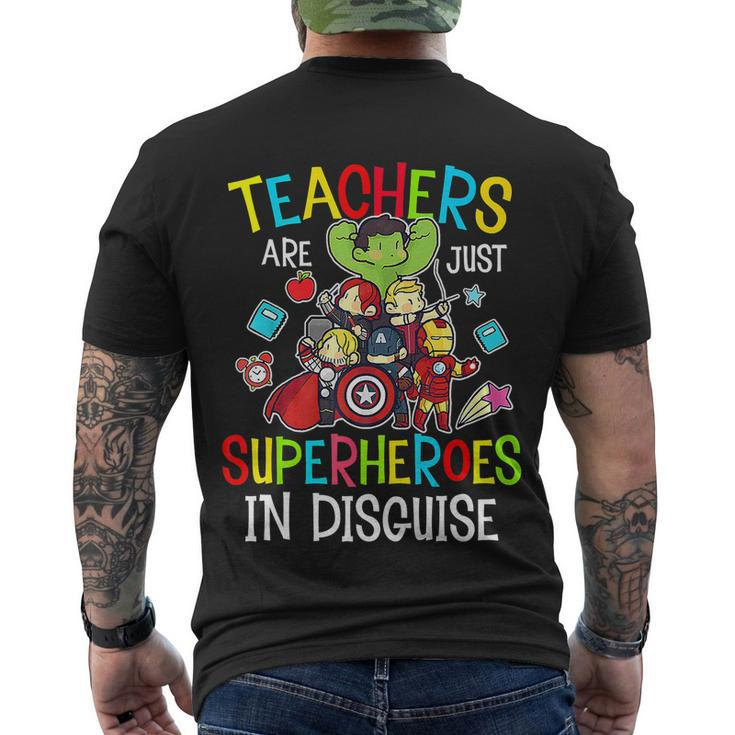 Teachers Are Superheroes Funny Back To School Teacher Gifts Men's Crewneck Short Sleeve Back Print T-shirt