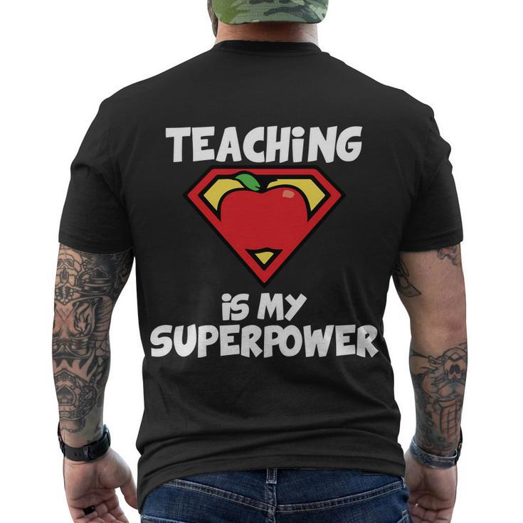 Teaching Is My Superpower Apple Crest Men's Crewneck Short Sleeve Back Print T-shirt