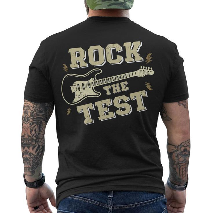 Test Day Teacher Rock The Test Guitar Teacher Testing Day Men's T-shirt Back Print