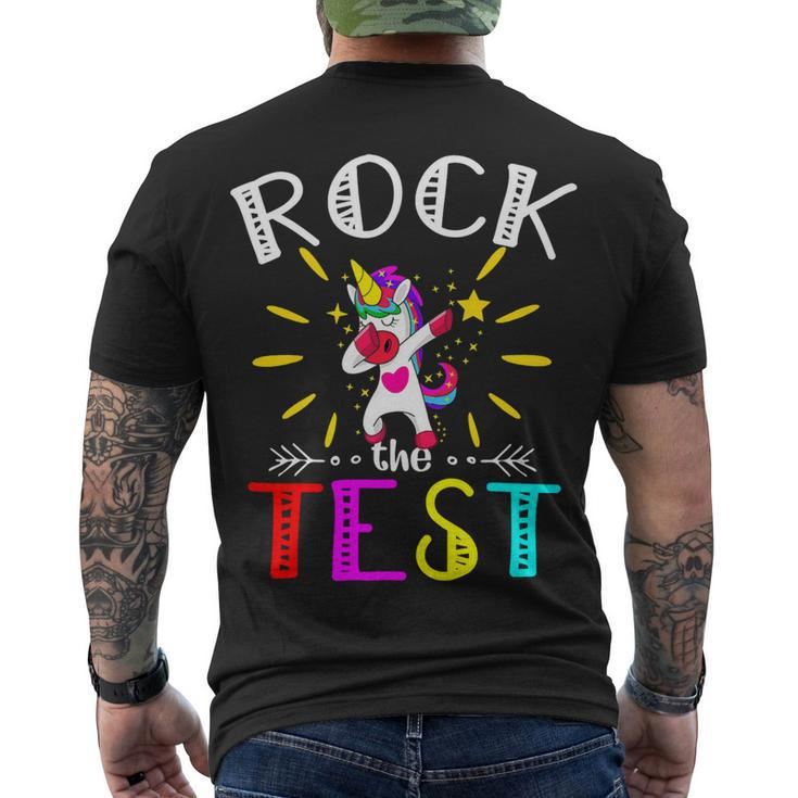Testing Day Teacher Rock The Test Teaching Students Teachers Men's T-shirt Back Print