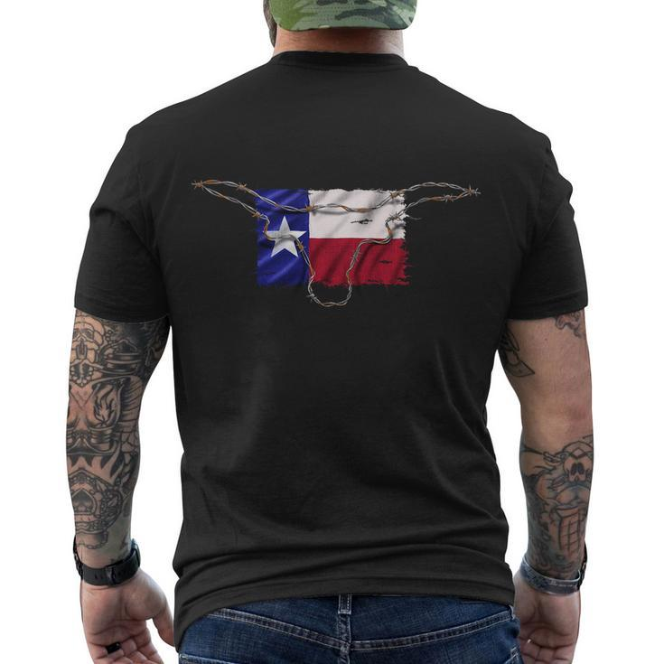 Texas Flag Barbwire Tough Tshirt Men's Crewneck Short Sleeve Back Print T-shirt