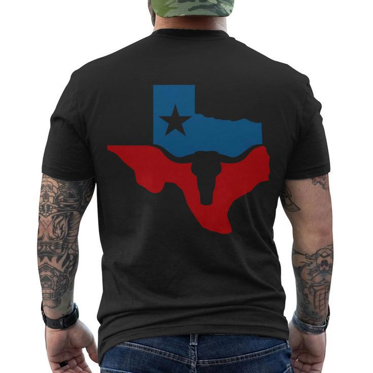 Texas Flag Longhorn Logo Men's Crewneck Short Sleeve Back Print T-shirt