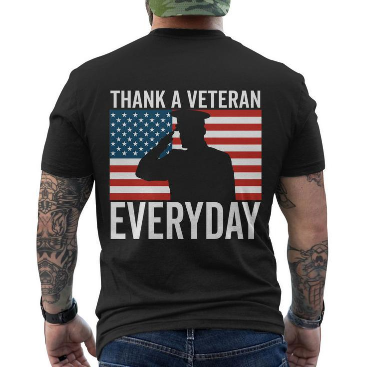 Thank A Veteran Everyday Memorial Day Veterans Day Flag Gift Men's Crewneck Short Sleeve Back Print T-shirt