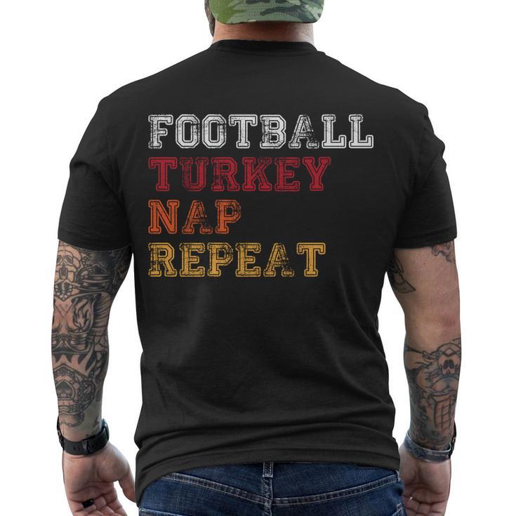 Thanksgiving Schedule Football Turkey Nap Repeat Men's Crewneck Short Sleeve Back Print T-shirt