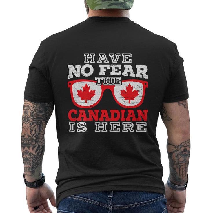 The Canadian Is Here Funny Canada Day Maple Leaf Proud Men's Crewneck Short Sleeve Back Print T-shirt